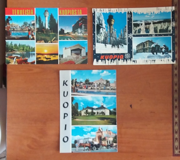 3 kappaletta vanhoja postikortteja Kuopiosta