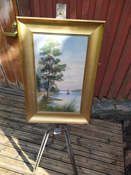 Kaunis tyyni ranta maisema taulu