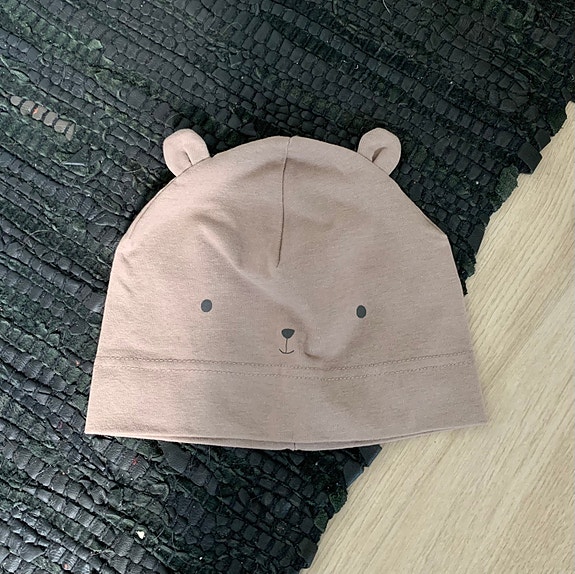 Ruskea beige vaalea nalle pipo / lakki / myssy / hattu, koko 98