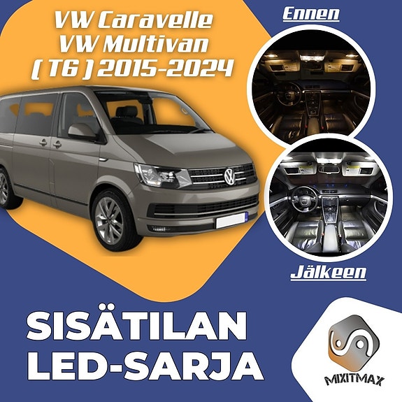 VW Caravelle / Multivan (T6) Sisätilan LED -muutossarja – 25 kpl – Plug & Play