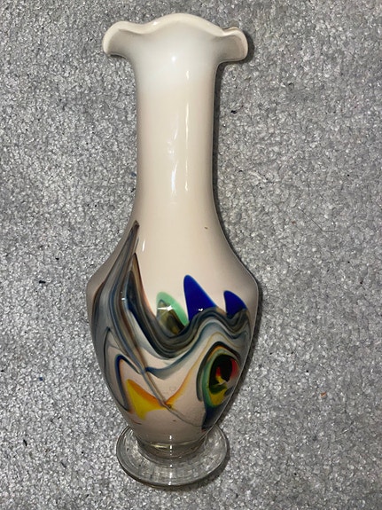 Dalian Glass vintage vaasi 1950 vanha maljakko snowflakes