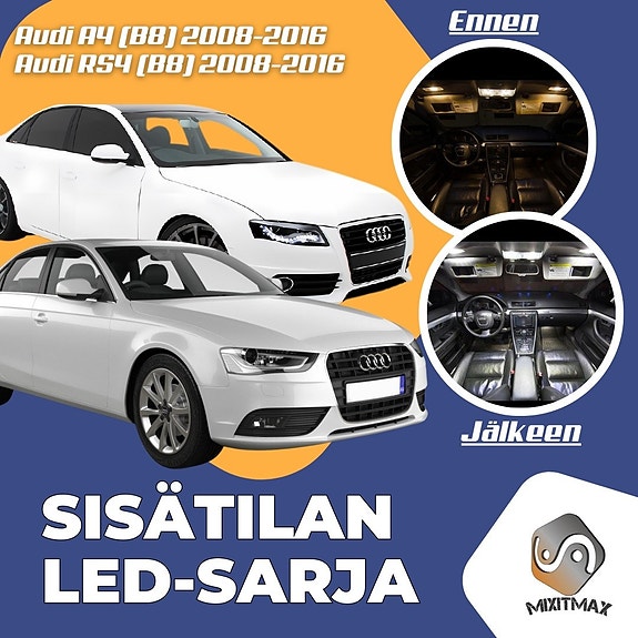 Audi A4 (B8) Sisätilan LED -muutossarja – 21 kpl – Plug & Play