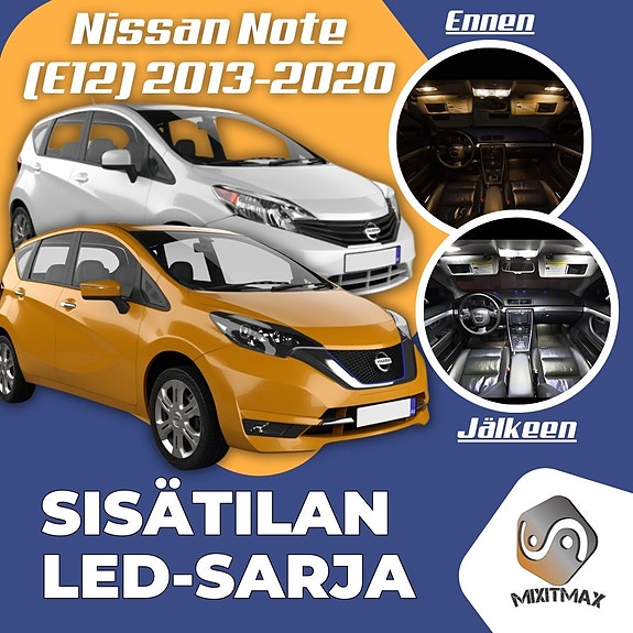 Nissan Note (E12) Sisätilan LED -muutossarja – 6 kpl – Plug & Play