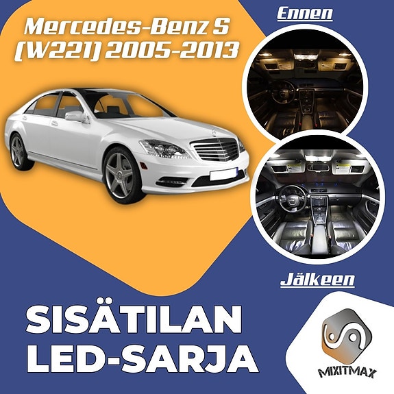 Mercedes-Benz S (W221) Sisätilan LED -muutossarja – 27 kpl – Plug & Play