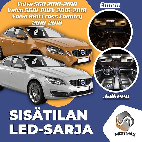 Volvo S60 Sisätilan LED -muutossarja – 25 kpl – Plug & Play