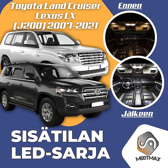 Toyota Land Cruiser (J200) Sisätilan LED -muutossarja – 17 kpl – Plug & Play