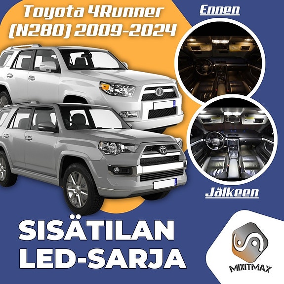Toyota 4Runner (N280) Sisätilan LED -muutossarja – 15 kpl – Plug & Play