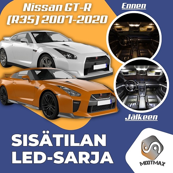 Nissan GT-R (R35) Sisätilan LED -muutossarja – 10 kpl – Plug & Play