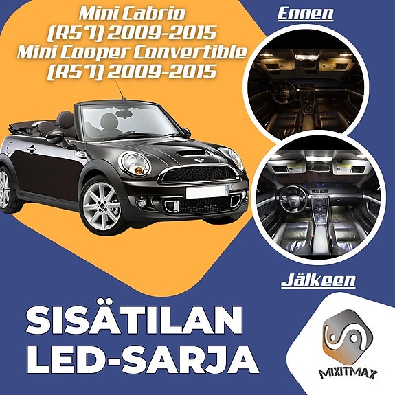 Mini Cabrio (R57) Sisätilan LED -muutossarja – 8 kpl – Plug & Play