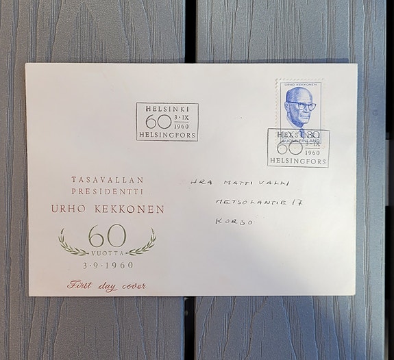 FDC Tasavallan presidentti Urho Kekkonen 60 vuotta 3.9.1960