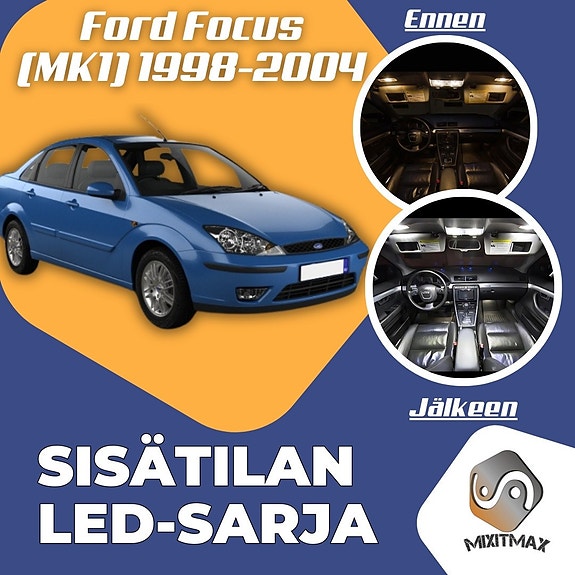 Ford Focus (Mk1) Sisätilan LED -muutossarja – 9 kpl – Plug & Play