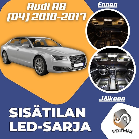 Audi A8 (4H) Sisätilan LED -muutossarja – 10 kpl – Plug & Play