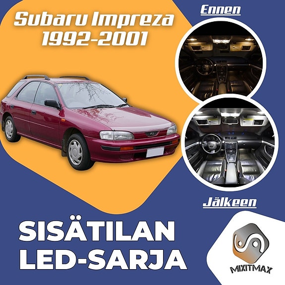 Subaru Impreza (MK1) Sisätilan LED -muutossarja – 6 kpl – Plug & Play