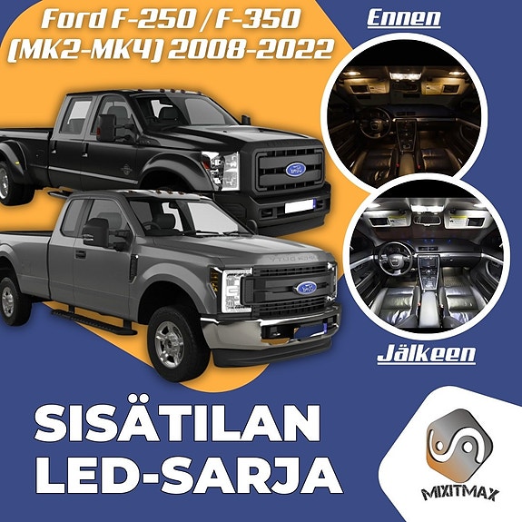 Ford F250 / F350 Sisätilan LED -muutossarja – 16 kpl – Plug & Play