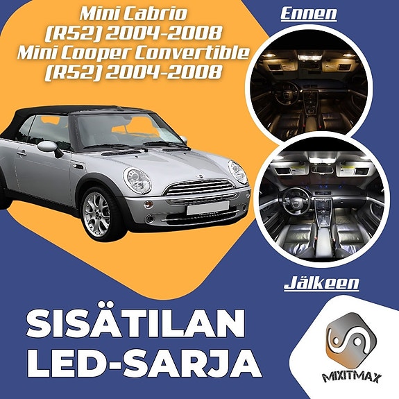 Mini Cabrio (R52) Sisätilan LED -muutossarja – 9 kpl – Plug & Play