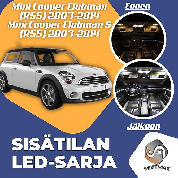 Mini Clubman (R55) Sisätilan LED -muutossarja – 17 kpl – Plug & Play