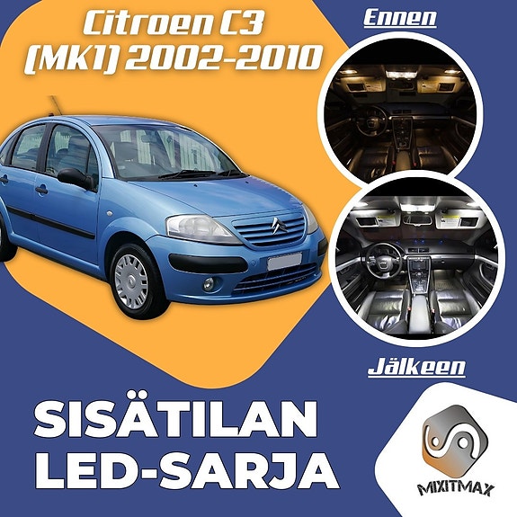 Citroen C3 (MK1) Sisätilan LED -muutossarja – 6 kpl – Plug & Play