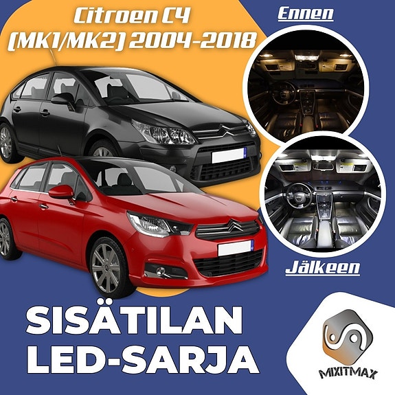 Citroen C4 Sisätilan LED -muutossarja – 12 kpl – Plug & Play