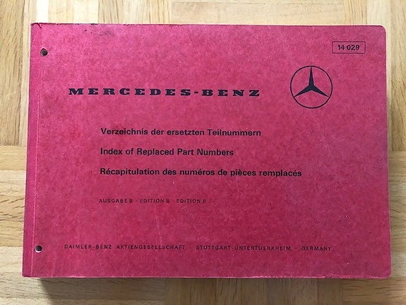 Varaosaluettelo Mercedes-Benz varaosien korvaavat numerot 1958-1970