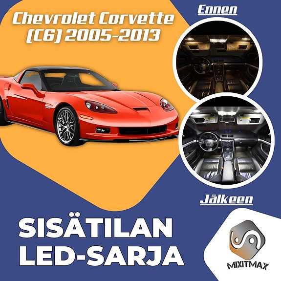 Chevrolet Corvette (C6) Sisätilan LED -muutossarja – 8 kpl – Plug & Play