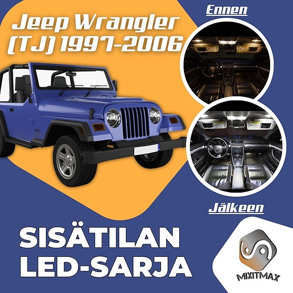 Jeep Wrangler (TJ) Sisätilan LED -muutossarja – 8 kpl – Plug & Play