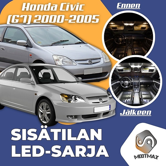 Honda Civic (G7) Sisätilan LED -muutossarja – 6 kpl – Plug & Play