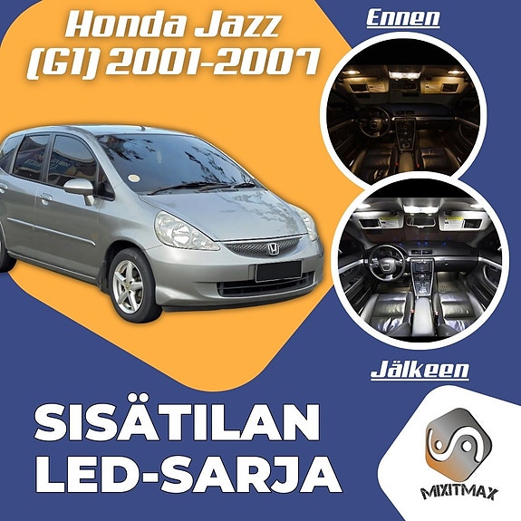 Honda Jazz (G1) Sisätilan LED -muutossarja – 6 kpl – Plug & Play