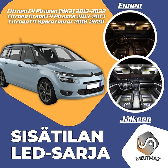 Citroen C4 Picasso (MK2) Sisätilan LED -muutossarja – 12 kpl – Plug & Play