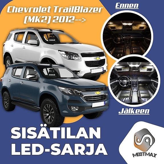 Chevrolet TrailBlazer (MK2) Sisätilan LED -muutossarja – 13 kpl – Plug & Play