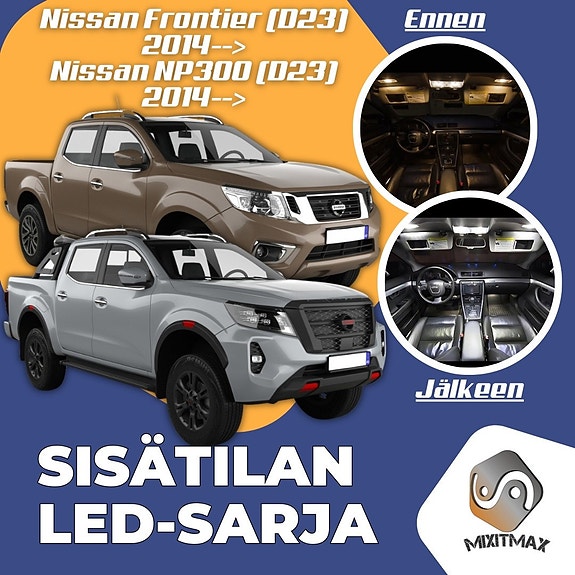 Nissan NP300 Navara (D23) Sisätilan LED -muutossarja – 10 kpl – Plug & Play