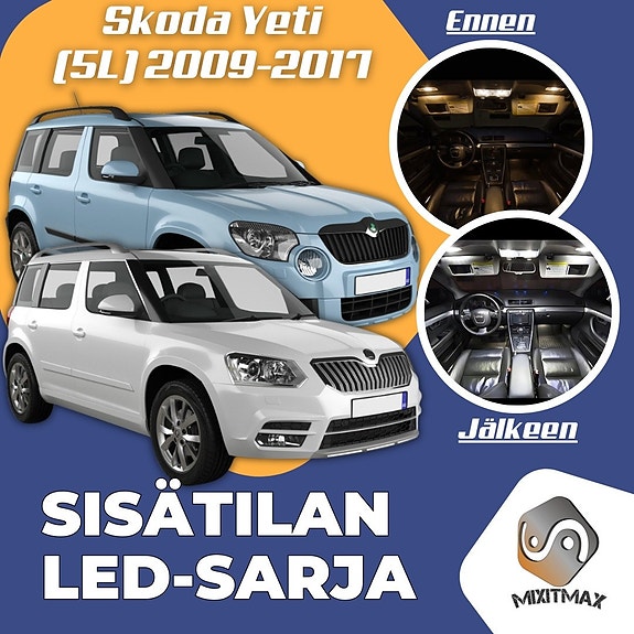 Skoda Yeti (5L) Sisätilan LED -muutossarja – 10 kpl – Plug & Play
