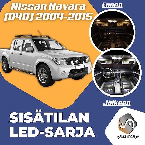Nissan Navara / Frontier (D40) Sisätilan LED -muutossarja – 6 kpl – Plug & Play