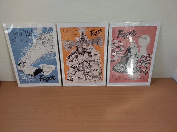 Fazer Muumi juliste, 3 kpl setti, Tove 100 -juhlavuoden tuotteet