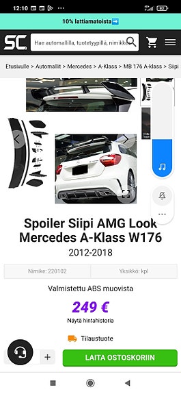 Mercedes Benz A takaspoileri