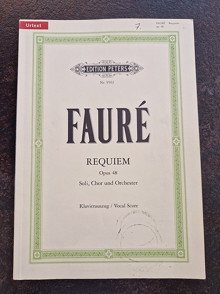 Fauré Requiem, Opus 48, Edition Peters nr. 9562, nuottikirja