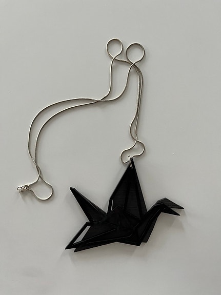 YO ZEN Origami riipus Black Swan, ketju hopea 925