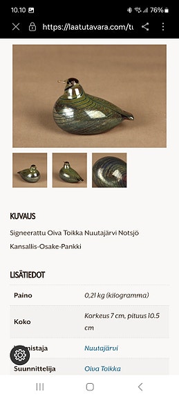 Oiva Toikan, Nuutajärvi, lintu