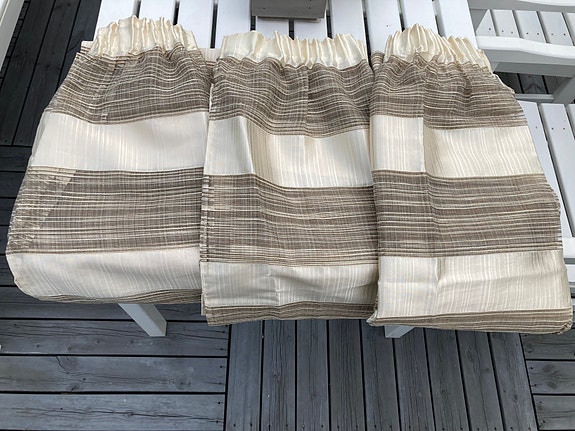Vallila verhot beige-ruskea raidallinen