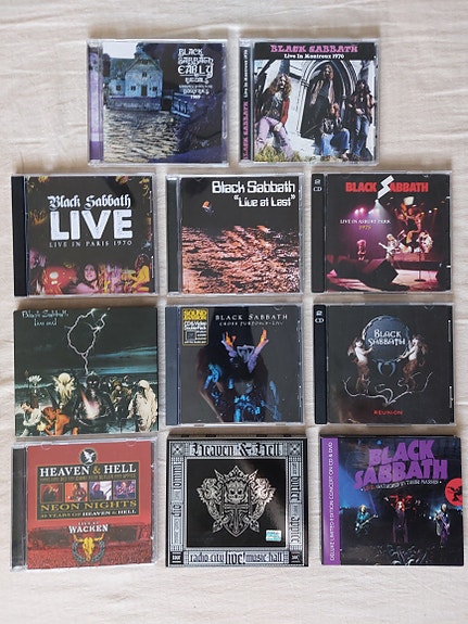 Black Sabbath Live - levyjä (11 kpl) vuosilta 1969 - 2013