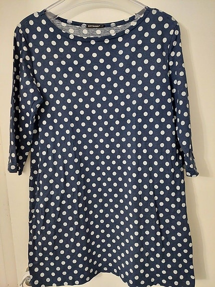 MARIMEKKO, XS-S, sini valkoinen pallotunika/mekko taskuilla