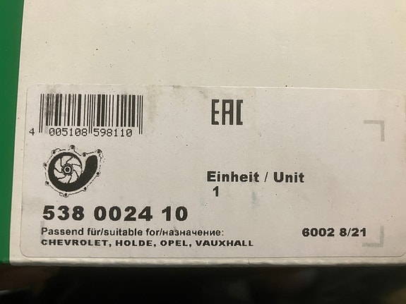 Opel 1.4/1.6 16V Ecotec Vesipumppu 93-00
