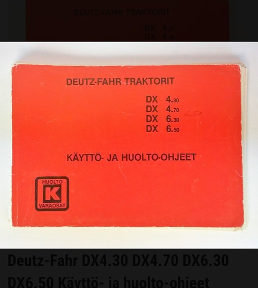 Deutz fahr dx 4.70 käyttöohjekirja