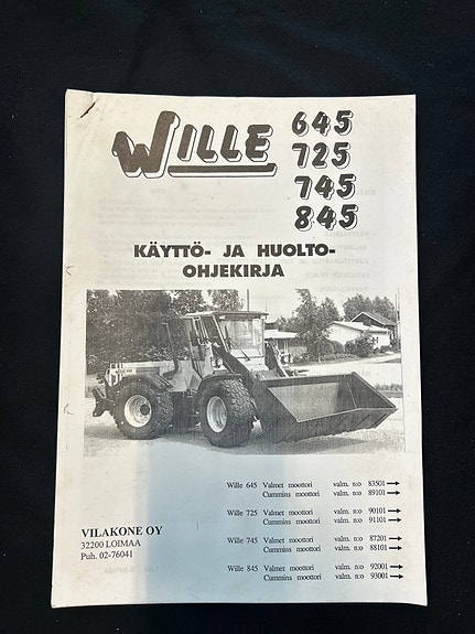Wille 645, 725, 745, 845 käyttö-ja huolto-ohjekirja