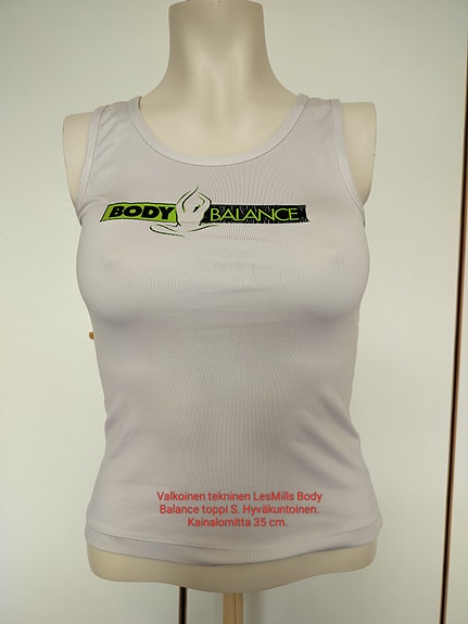 Les Mills valkoinen body balance urheilutoppi S