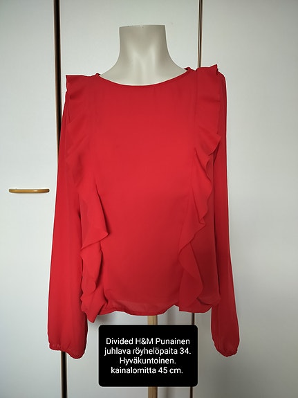 H&M Divided punainen juhlapaita röyhelöillä xs