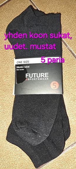 Sukat, puolisukat, 5 paria, mustia, uusia