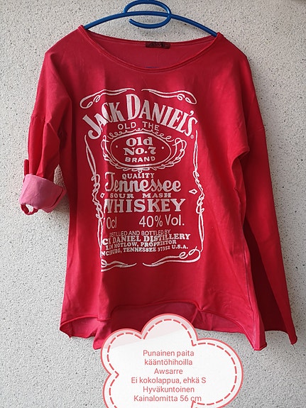 Jack Daniels punainen pitkähihainen paita S