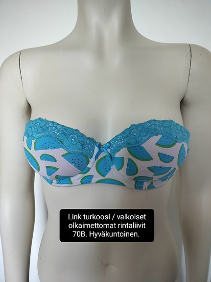 Link turkoosit olkaimettomat rintaliivit 70B