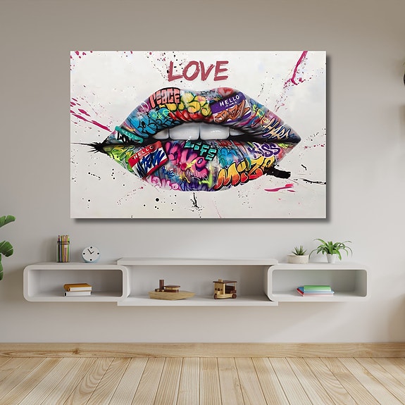 Uusi "Banksy Lips" Canvas Taulu