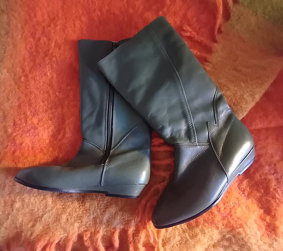 Vintage, saapikkaat, vihreä, nahkaa, no 36, Noora, OK-kenkä Oy